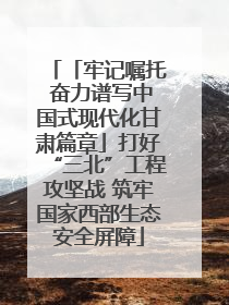 「牢记嘱托 奋力谱写中国式现代化甘肃篇章」打好“三北”工程攻坚战 筑牢国家西部生态安全屏障