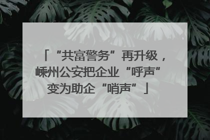 “共富警务”再升级，嵊州公安把企业“呼声”变为助企“哨声”