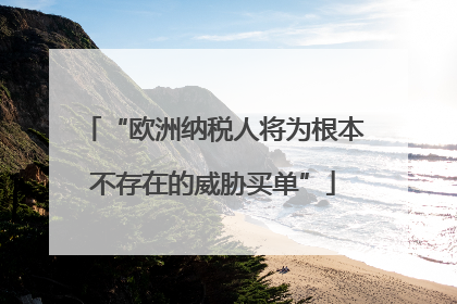 “欧洲纳税人将为根本不存在的威胁买单”
