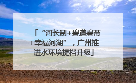 “河长制+碧道碧带+幸福河湖”，广州推进水环境提档升级