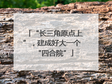 “长三角原点上”，建成好大一个“四合院”