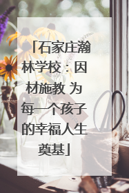 石家庄瀚林学校：因材施教 为每一个孩子的幸福人生奠基