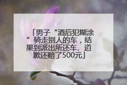 男子“酒后犯糊涂”骑走别人的车，结果到派出所还车、道歉还赔了500元