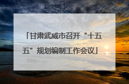 甘肃武威市召开“十五五”规划编制工作会议