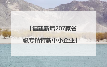 福建新增207家省级专精特新中小企业