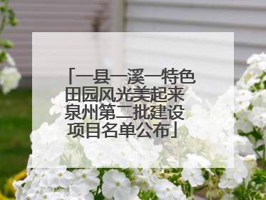 一县一溪一特色 田园风光美起来 泉州第二批建设项目名单公布