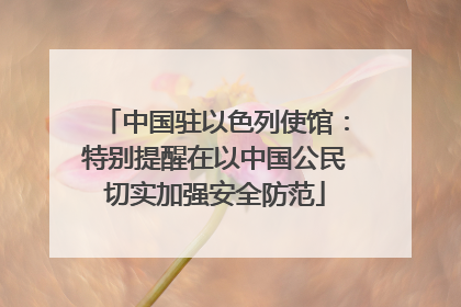 中国驻以色列使馆：特别提醒在以中国公民切实加强安全防范