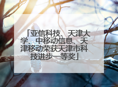 亚信科技、天津大学、中移动信息、天津移动荣获天津市科技进步一等奖