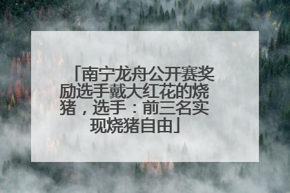 南宁龙舟公开赛奖励选手戴大红花的烧猪，选手：前三名实现烧猪自由