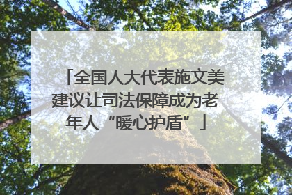 全国人大代表施文美建议让司法保障成为老年人“暖心护盾”
