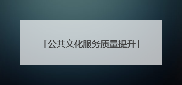 公共文化服务质量提升