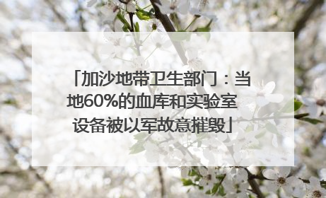 加沙地带卫生部门：当地60%的血库和实验室设备被以军故意摧毁