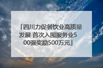 四川力促餐饮业高质量发展 首次入围服务业500强奖励500万元