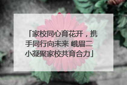 家校同心育花开，携手同行向未来 峨眉二小凝聚家校共育合力