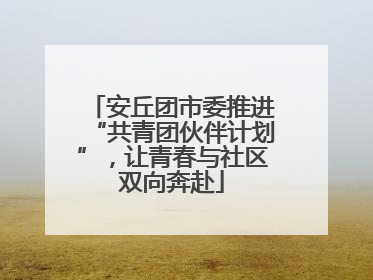 安丘团市委推进“共青团伙伴计划”，让青春与社区双向奔赴