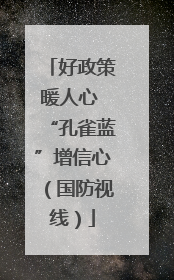 好政策暖人心 “孔雀蓝”增信心（国防视线）