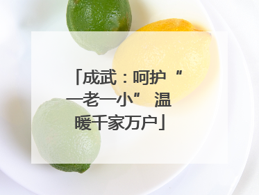 成武：呵护“一老一小” 温暖千家万户