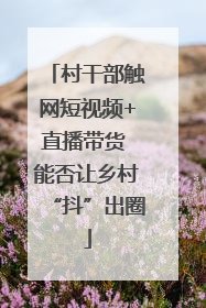 村干部触网短视频+直播带货 能否让乡村“抖”出圈