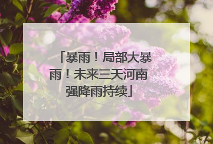 暴雨！局部大暴雨！未来三天河南强降雨持续