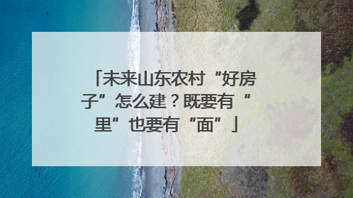 未来山东农村“好房子”怎么建？既要有“里”也要有“面”