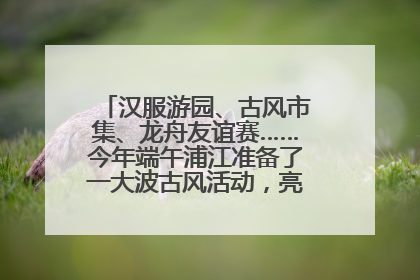 汉服游园、古风市集、龙舟友谊赛……今年端午浦江准备了一大波古风活动，亮点抢先知→