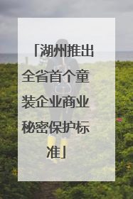 湖州推出全省首个童装企业商业秘密保护标准