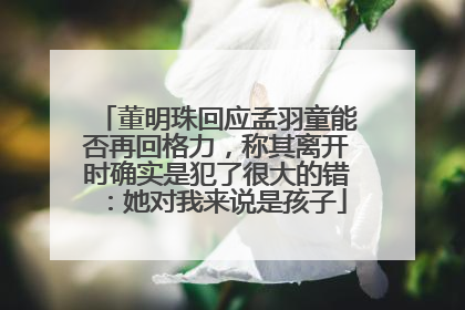 董明珠回应孟羽童能否再回格力，称其离开时确实是犯了很大的错：她对我来说是孩子