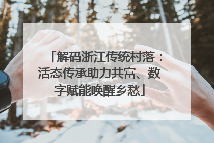 解码浙江传统村落：活态传承助力共富、数字赋能唤醒乡愁