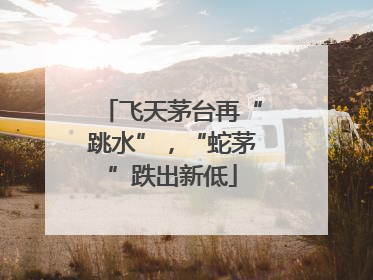 飞天茅台再“跳水”，“蛇茅”跌出新低