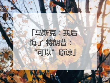 马斯克：我后悔了 特朗普：“可以”原谅