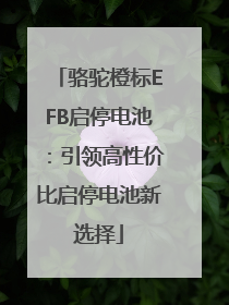 骆驼橙标EFB启停电池：引领高性价比启停电池新选择