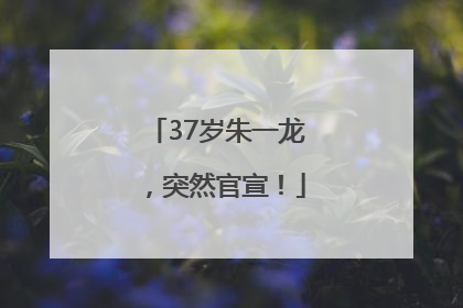 37岁朱一龙，突然官宣！